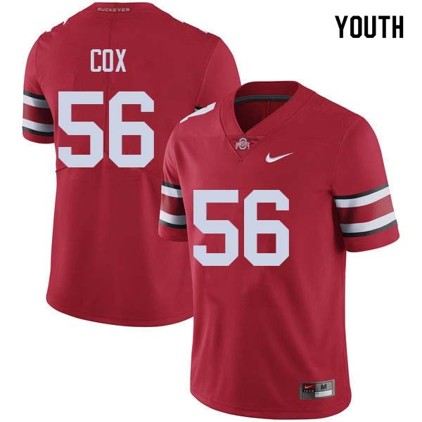Ohio State Buckeyes #56 Aaron Cox Youth Stitched Jersey Red OSU33882